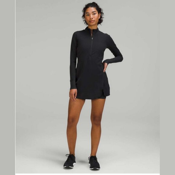 NEW Lululemon Size 10 Women's Nulux Long-Sleeve Tennis Dress Skort Romper, Black - Picture 1 of 6